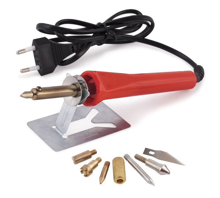 Прибор для выжигания и пайки Brauberg 6 насадок + нож для резки пластика, в блистере