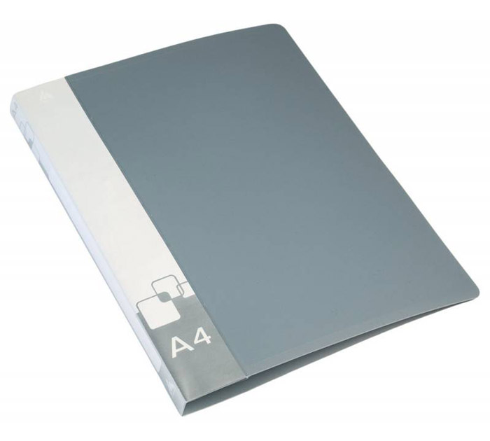 Папка с боковым зажимом Бюрократ А4, пластиковая, серая, 700мкм