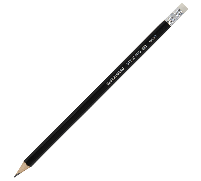 Карандаш Brauberg «Style Pro» HB, с ластиком