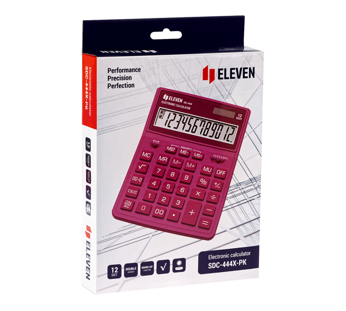 Калькулятор 12 разрядов Eleven SDC-444X-PK розовый, 155х204х33мм