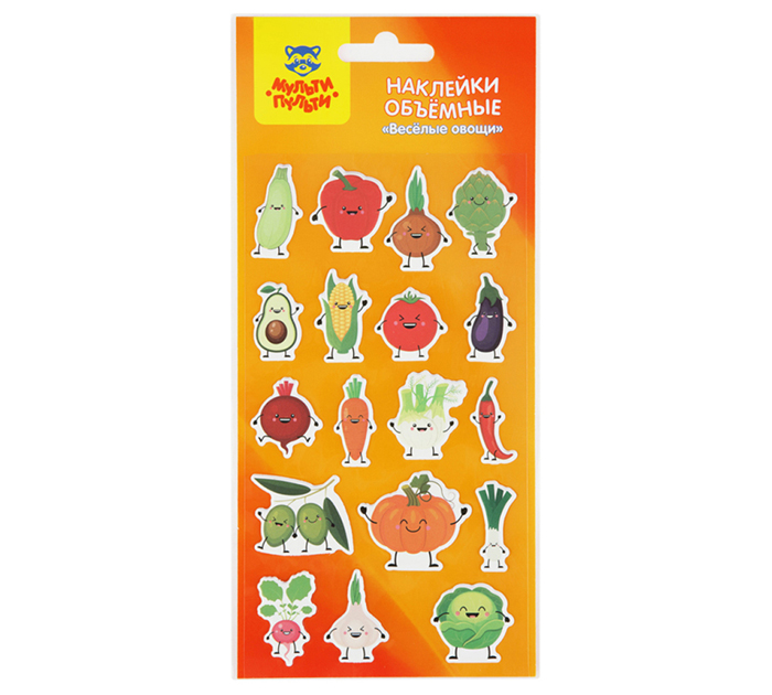 Наклейки Мульти-пульти «Веселые овощи» объемные