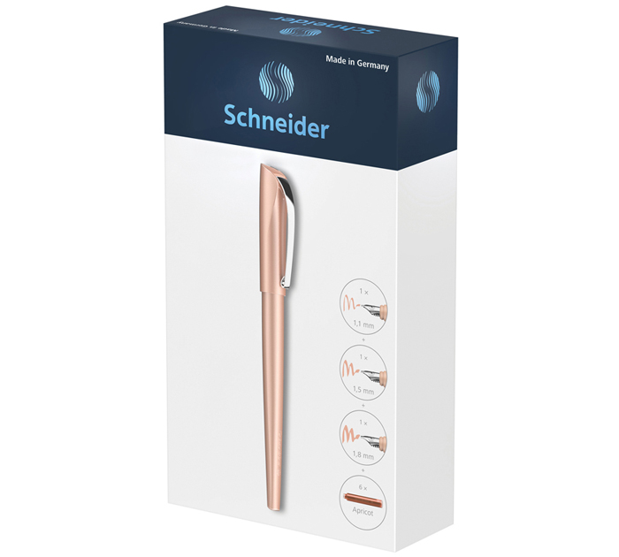 Набор подарочный с ручкой Schneider «Callissima Абрикос» перьевая ручка узел 1.1мм, наконечник 1.5мм и 1.8мм, 6 сменных картриджей