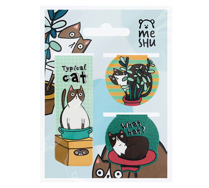 Закладка для книг Meshu «Juisy cat» магнитная, 3шт