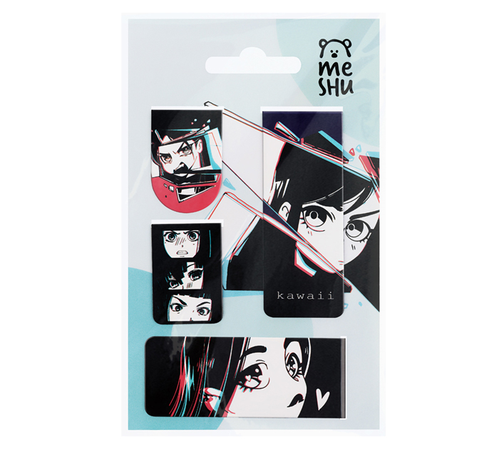 Закладка для книг Meshu «Kawaii» магнитная, 4шт