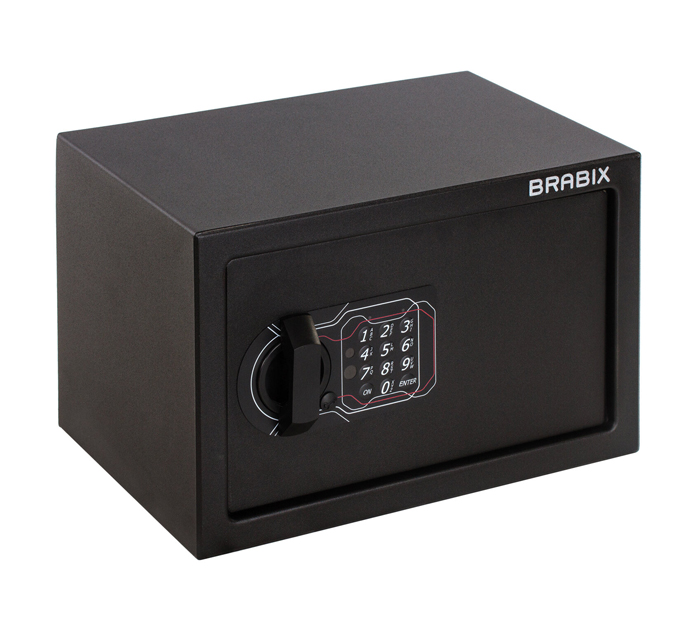 Сейф Brabix «SF-200EL» мебельный, 200х310х200 мм, электронный замок, черный