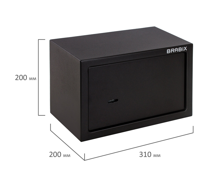 Сейф Brabix «SF-200KL» мебельный, 200х310х200 мм, ключевой замок, черный