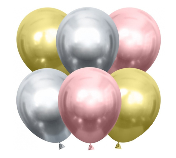 Шар надувной  хром, М12/30см, ассорти, 1шт
