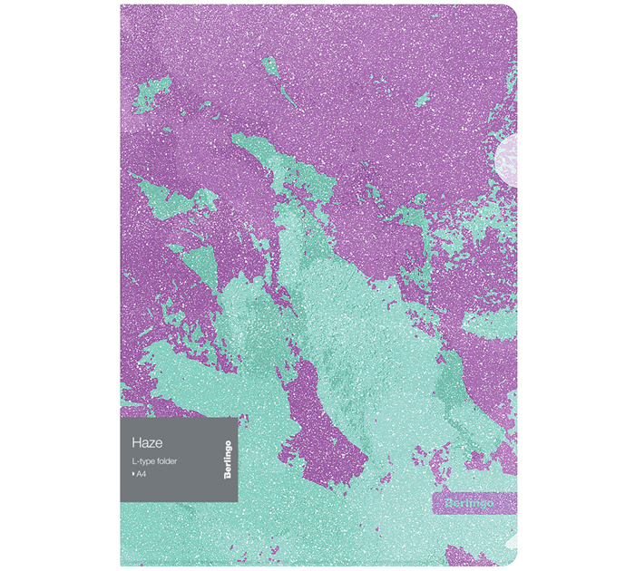Папка-уголок Berlingo «Haze» А4, пластиковая, сиреневая/мятная, с эффектом блесток, 200мкм