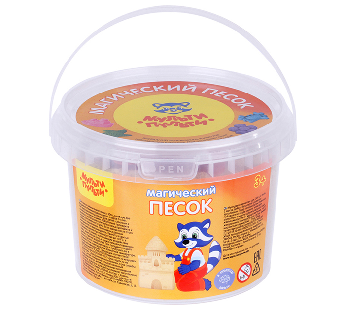 Песок для лепки (кинетический) Мульти-Пульти «Магический песок» желтый, 2 формочки, 500г