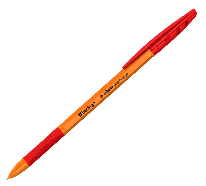 Ручка шариковая Berlingo "Tribase grip orange" на масляной основе ...