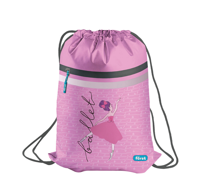 Мешок для обуви Forst «Ballet» 350х460мм, вентиляционная сеточка, светоотражающая полоса, карман на молнии