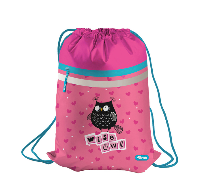 Мешок для обуви Forst «Black owl» 350х460мм, вентиляционная сеточка, светоотражающая полоса, карман на молнии