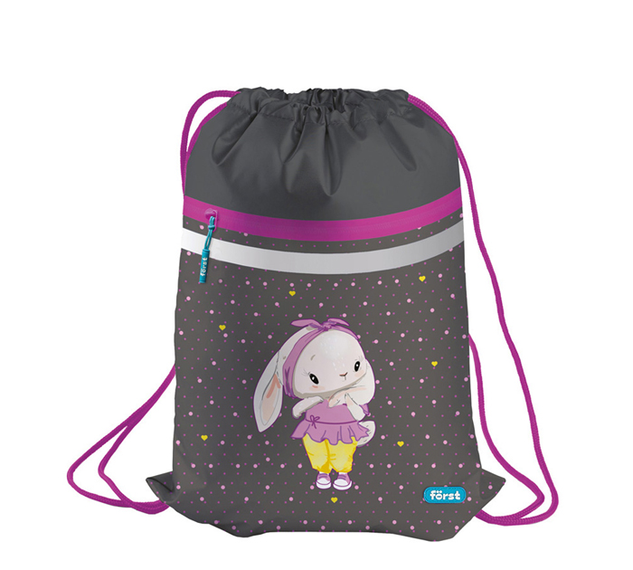 Мешок для обуви Forst «Grey bunny» 350х460мм, вентиляционная сеточка, светоотражающая полоса, карман на молнии