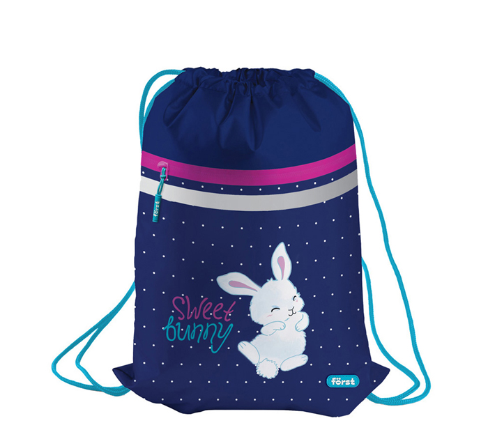 Мешок для обуви Forst «Sweet bunny» 350х460мм, вентиляционная сеточка, светоотражающая полоса, карман на молнии