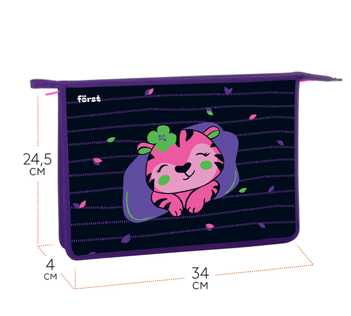 Папка для тетрадей Forst «Pink tiger» А4, на молнии, 1 отделение