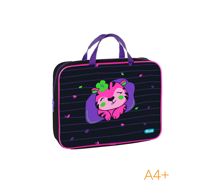 Папка-портфель текстильный Forst «Pink tiger» А4, на молнии, 1 отделение
