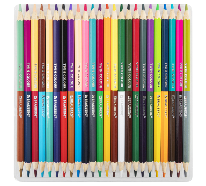 Карандаши цветные Brauberg «Premium Twin colour» 48 цветов, 24шт, двухсторонние