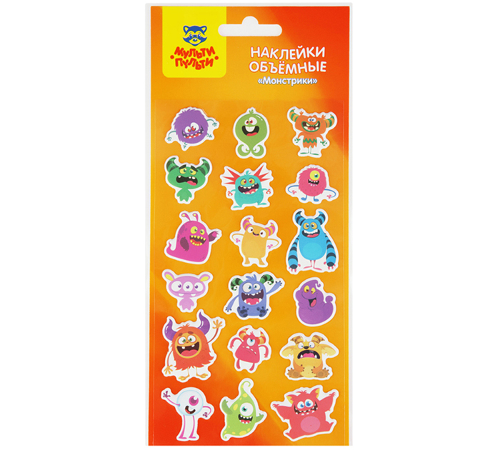 Наклейки Мульти-Пульти «Монстрики» объемные, 10х22см