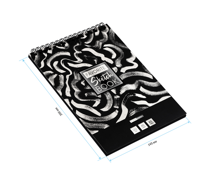 Скетчбук ArtSpace «Black line. Strokes» А5, 40л, черная бумага