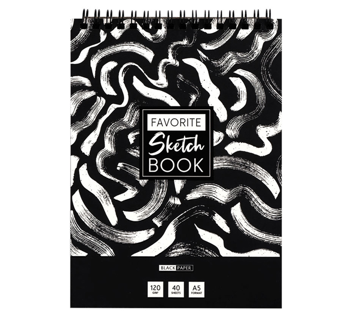 Скетчбук ArtSpace «Black line. Strokes» А5, 40л, черная бумага