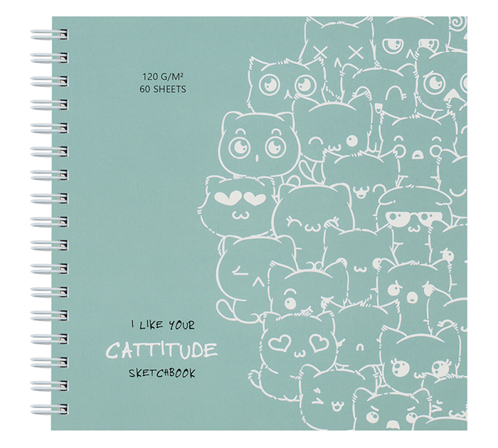 Скетчбук Meshu «Cat wave» 150х150мм, 60л