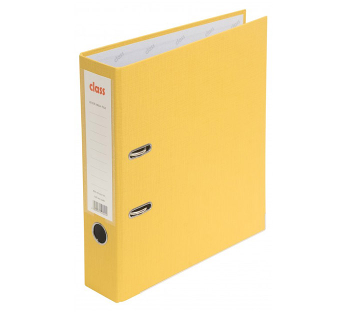 Папка-регистр. А4 75мм желт. ПВХ Class с мет.уголк.