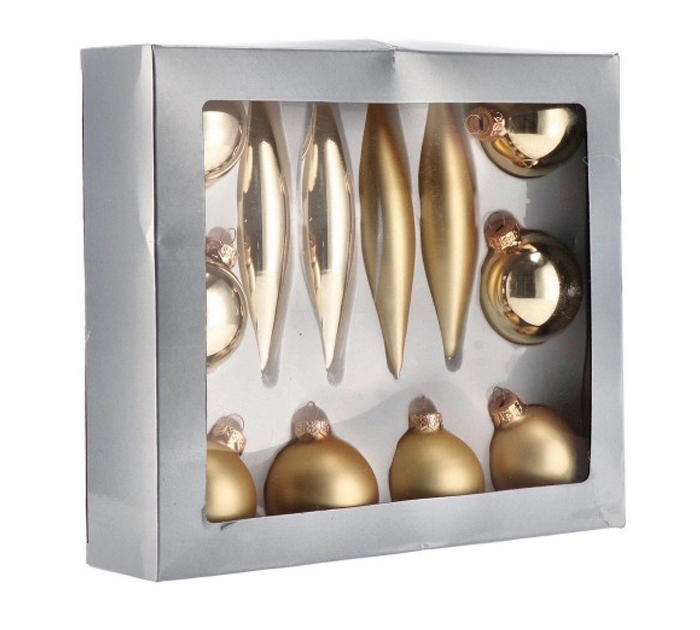 Набор стеклянных шаров «Ad trend» 6/15см, золотистый, 12шт