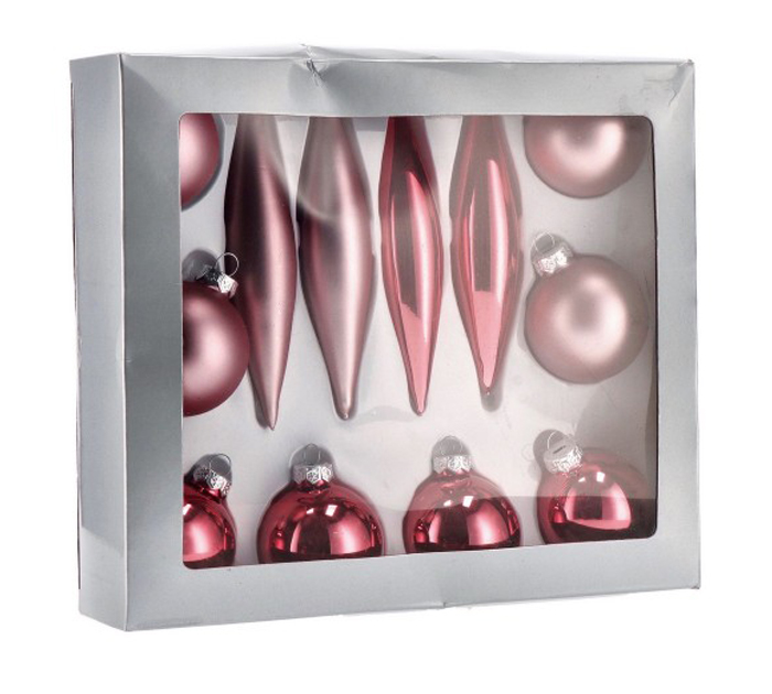 Набор стеклянных шаров «Ad trend» 6/15см, розовый, 12шт