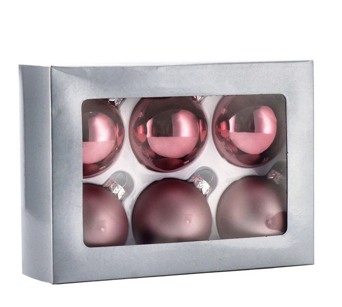 Набор стеклянных шаров «Ad trend» 6см, розовые, 6шт