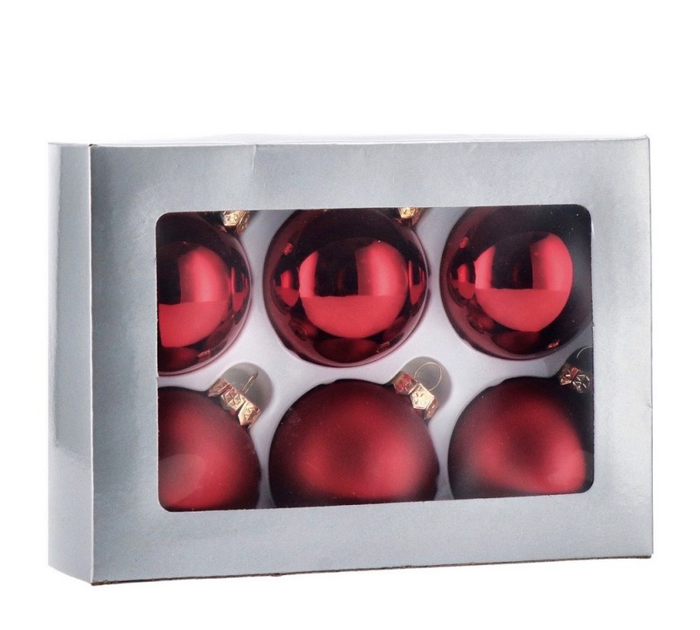 Набор стеклянных шаров «Ad trend» 6см, красные, 6шт