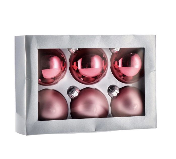 Набор стеклянных шаров «Ad trend» 8см, розовые, 6шт