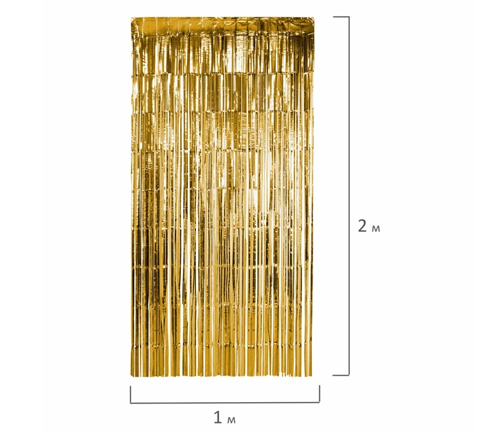 Украшение новогоднее Золотая сказка дождик-занавес, золотистый, 1х2м