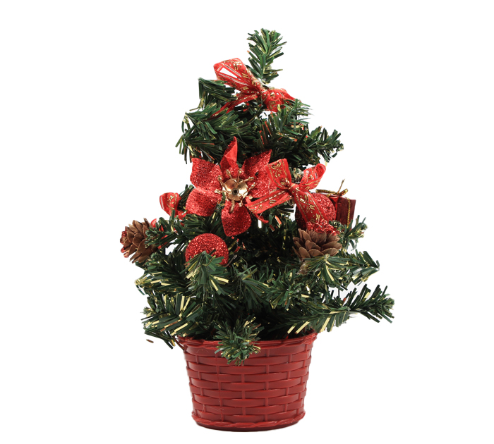 Елка декор. с украшен. красн.  20см