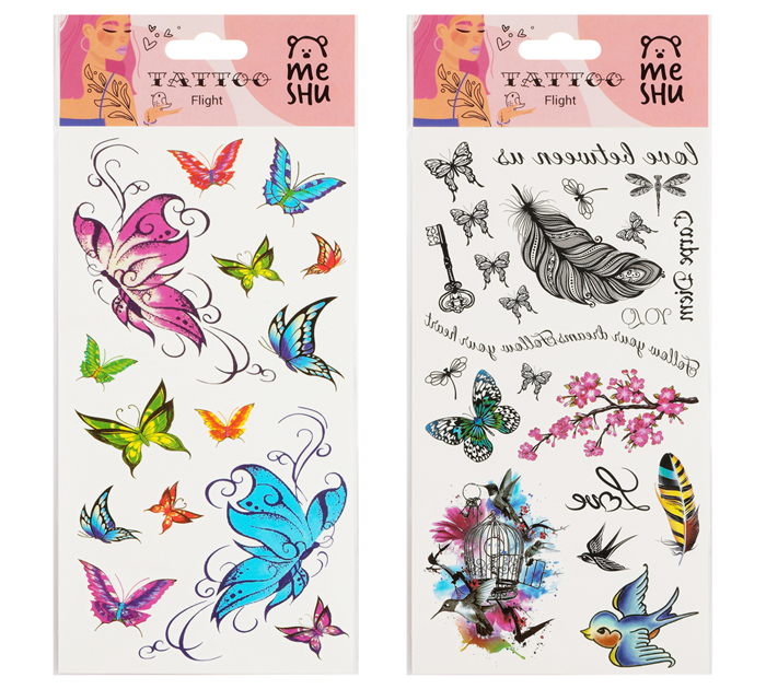 Наклейки Meshu «Flight» -тату, цветные, 22х10см, ассорти