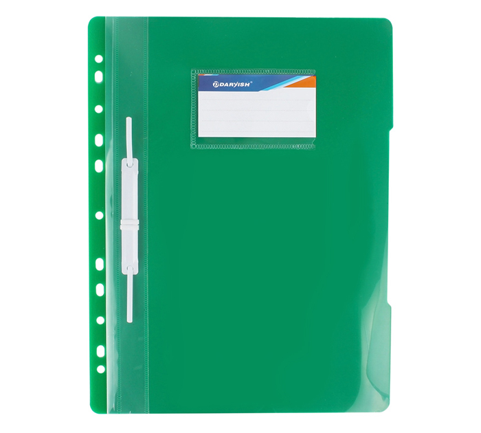 Папка-скоросшиватель Darvish А4, пластиковая, зеленая, с перфорацией, + карман