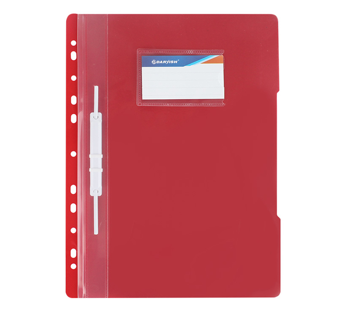 Папка-скоросшиватель Darvish А4, пластиковая, красная, с перфорацией, + карман