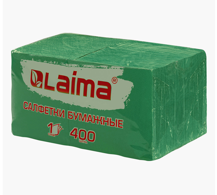 Салфетки бумажные Laima 24х24см, зеленые, 400шт