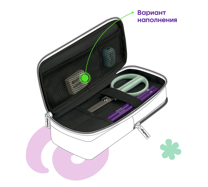 Пенал-футляр Berlingo «Kitty» 205х80х55мм, 2 отделения, магнит