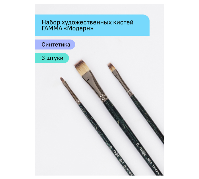 Набор кистей Гамма «Модерн» 3шт, синтетика, плоская №2,6,12