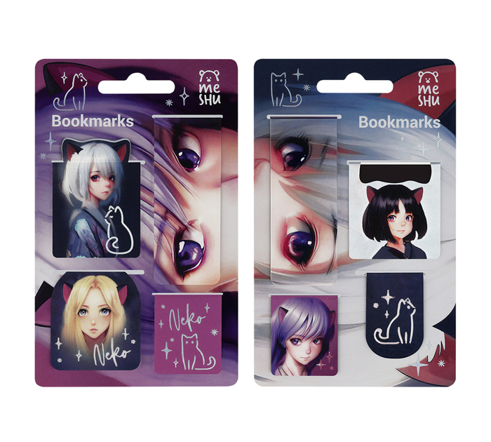 Закладка для книг Meshu «Neko» магнитная, 4шт