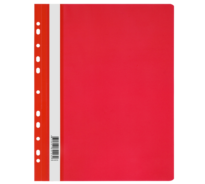 Папка-скоросшиватель Стамм А4, пластиковая, красная, с перфорацией, 120мкм