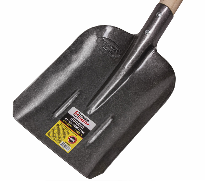 Лопата совковая «Грандмастер» из рельсовой стали, 23х28см, высота 130см, деревянный черенок