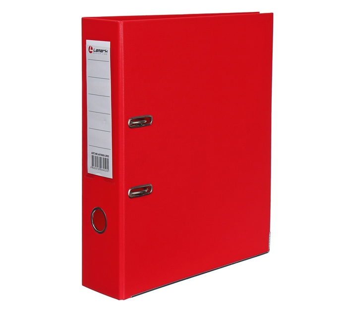 Папка-регистратор Lamark А4, ширина корешка - 75мм, красная/красная, двухстороннее покрытие ПВХ