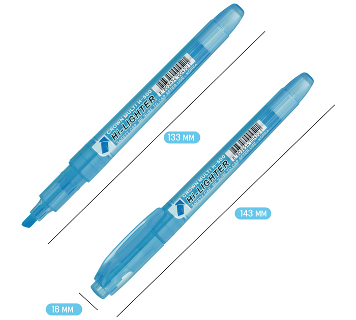 Маркер-текстовыделитель Crown «Multi Hi-Lighter» голубой, 1-4мм