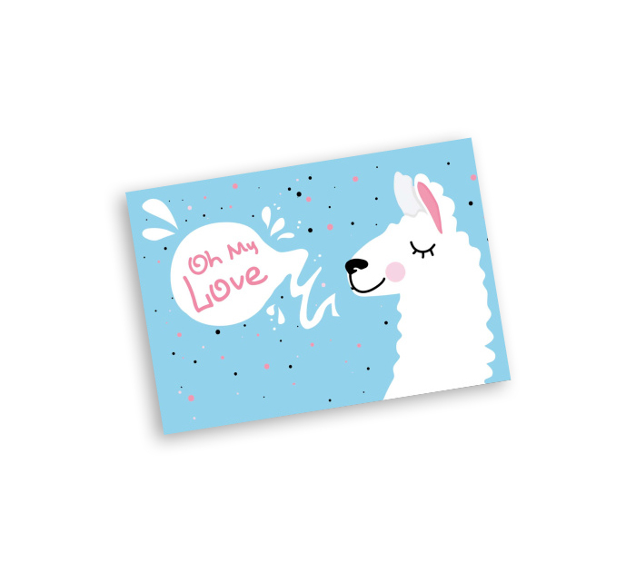 Открытка Panda Print «Oh My Love» лама, 70х100мм