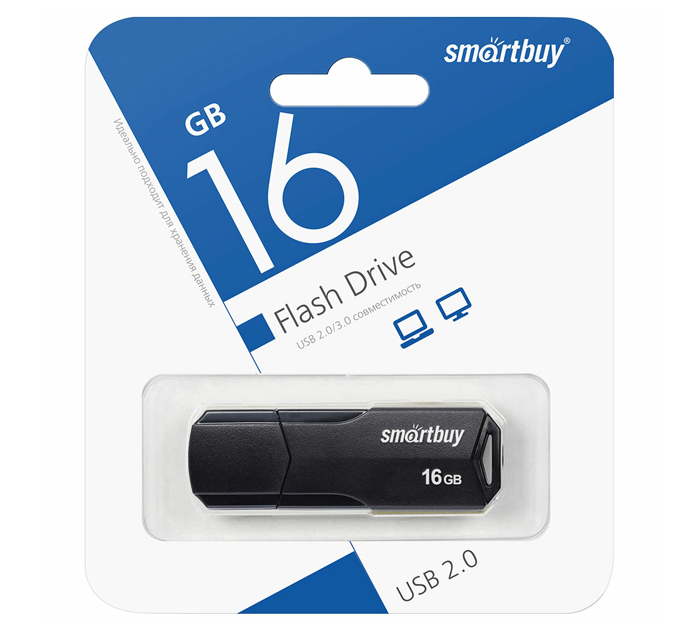 Флэш-карта Smartbuy «Clue» USB2.0, 16Gb, черная