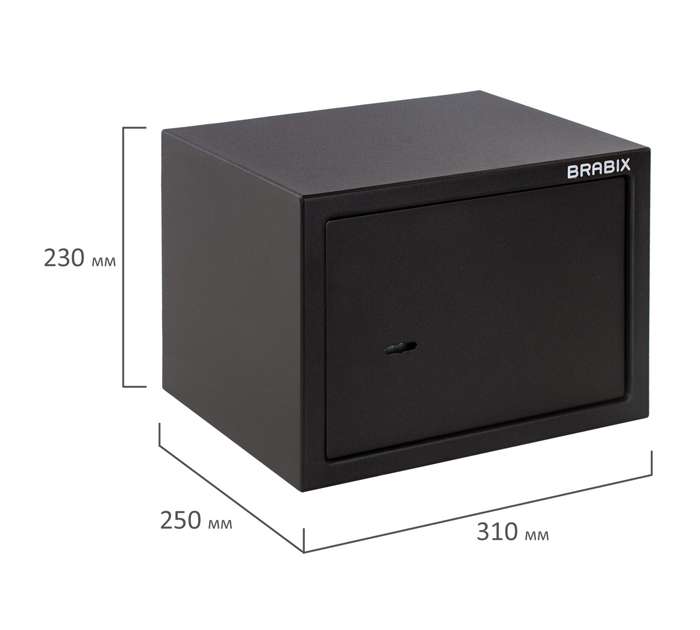 Сейф Brabix «SF-230KL» мебельный, 230х310х250 мм, ключевой замок, черный