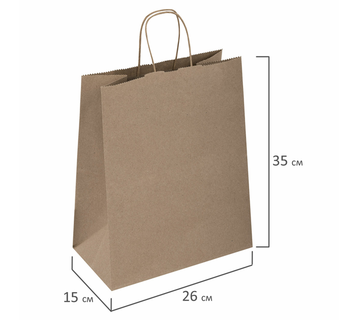 Пакет подарочный Laima «Eco craft» 26х15х35см, крафт