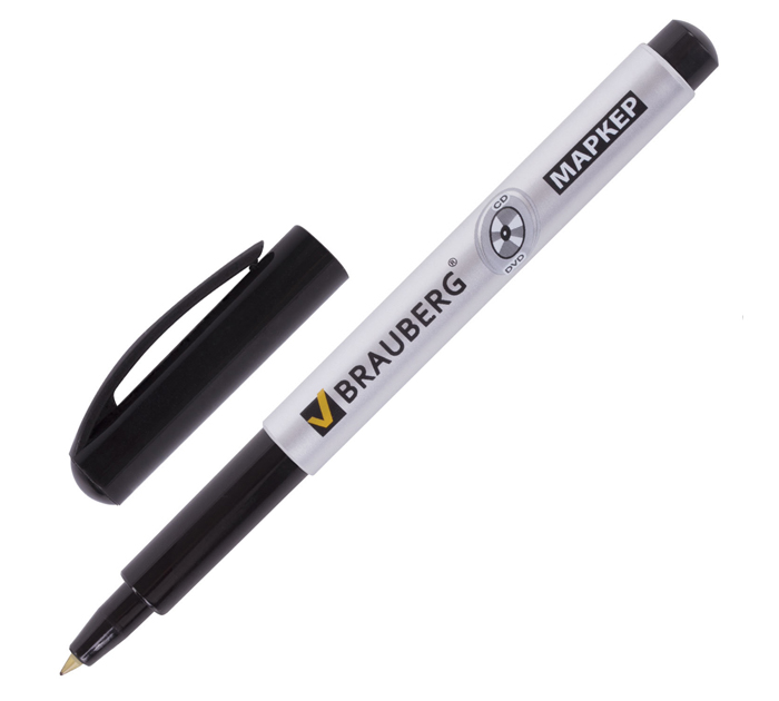 Маркер для CD дисков Brauberg черный, 1мм