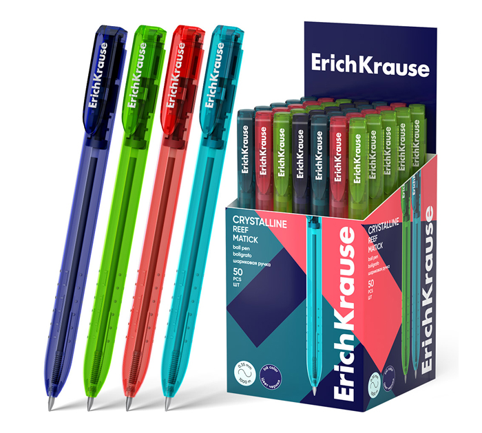 Ручка автоматическая Erich Krause «Crystalline Matic Reef» синий стержень, узел 0.7мм, линия письма 0.35мм